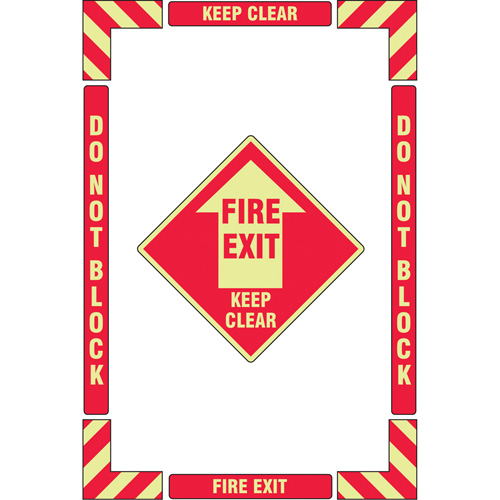 Trousse de marquage du sol ?Fire Exit? (sortie de secours), Adh&eacute;sif, Anglais avec pictogramme Seaboard Timber Mart