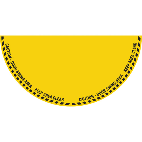 "Caution" Half Circle Swing Door Floor Sign, Adhesive, English with Pictogram Seaboard Timber Mart
