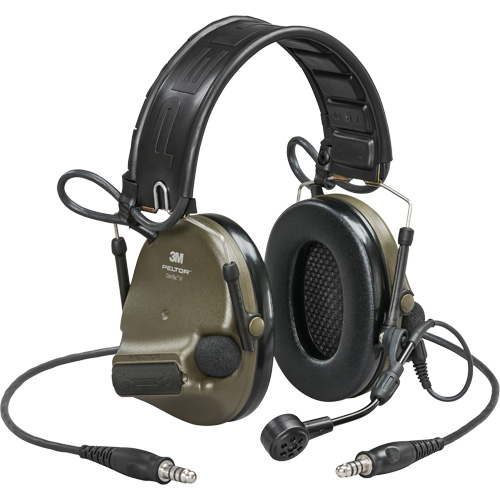 Casque VI NIB avec deux fils de sortie et rail arc Peltor ComTac, Style Bandeau, 23 dB Seaboard Timber Mart