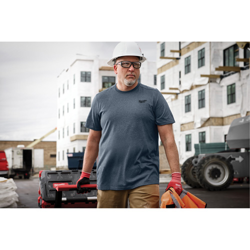 Hybrid Work Tee Shirt, Men's, Small, Blue Seaboard Timber Mart