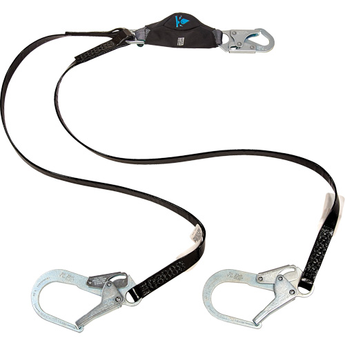 Anti-Corrosion Energy Absorbing Lanyard, 6', Rebar Hook Center, Snap Hook Leg Ends, Polyester Seaboard Timber Mart