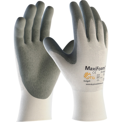 Gants en tricot sans couture de qualit&eacute; sup&eacute;rieure ATG MaxiFoam, Grand, R&ecirc;vetement Nitrile, Calibre 15, Enveloppe en Nylon Seaboard Timber Mart