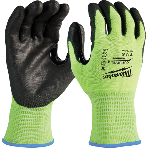 High-Visibility Cut-Resistant Gloves, Size Small, 15 Gauge, Nitrile/Polyurethane Coated, Polyethylene Shell, ANSI/ISEA 105 Level 2 Seaboard Timber Mart