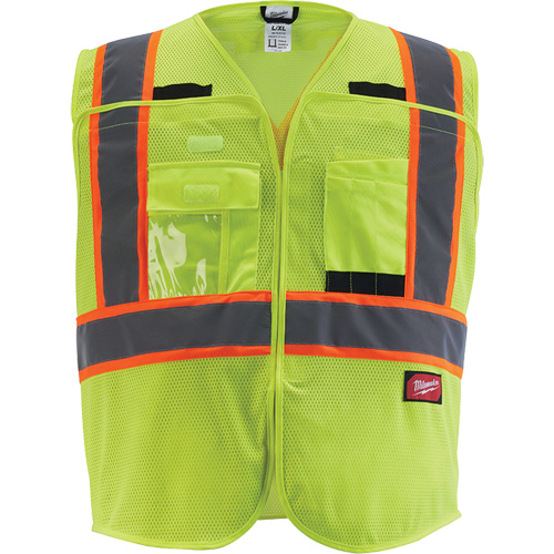 Veste de s&eacute;curit&eacute; pour signaleur, Jaune lime haute visibilit&eacute;, Moyen/Petit Seaboard Timber Mart