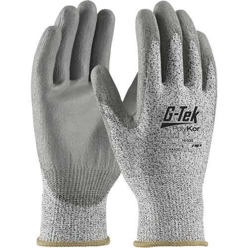 G-Tek&reg; PolyKor&reg; Cut-Resistant Glove, Size X-Small, 13 Gauge, Polyurethane Coated, Engineered Yarn Shell, ANSI/ISEA 105 Level 3 Seaboard Timber Mart