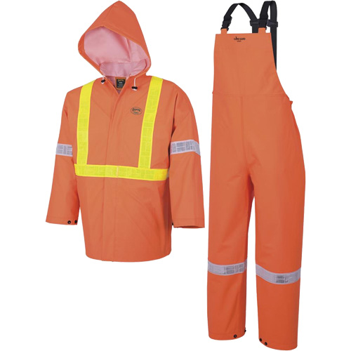 R85 Element FR FR 3-Piece Safety Rain Suit, PVC, Small, High-Visibility Orange Seaboard Timber Mart