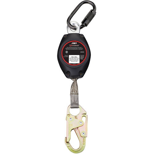 Cordage de s&eacute;curit&eacute; autor&eacute;tractable avec petit mousqueton Dynamic, 11', Polyester, Pivotant Seaboard Timber Mart