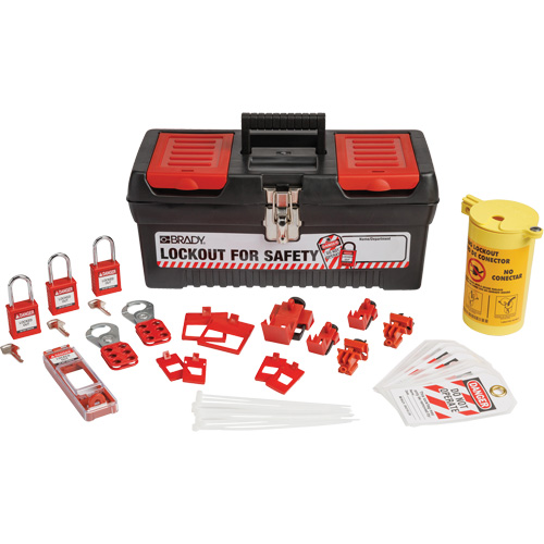Electrical Lockout Tagout Kit with Nylon Safety Lockout Padlocks in Toolbox, Electrical Kit, 33 Components Seaboard Timber Mart