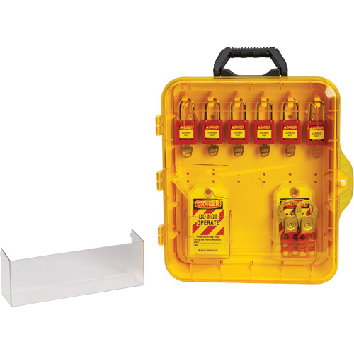 Lockout Station with Keyed Alike Nylon Safety Lockout Padlocks, Plastic Padlocks, 6 Padlock Capacity, Padlocks Included Seaboard Timber Mart