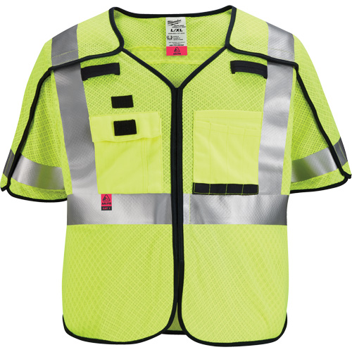 Gilet de s&eacute;curit&eacute; &agrave; maille d&eacute;tachable, Noir/Jaune lime haute visibilit&eacute;, Moyen/Petit Seaboard Timber Mart