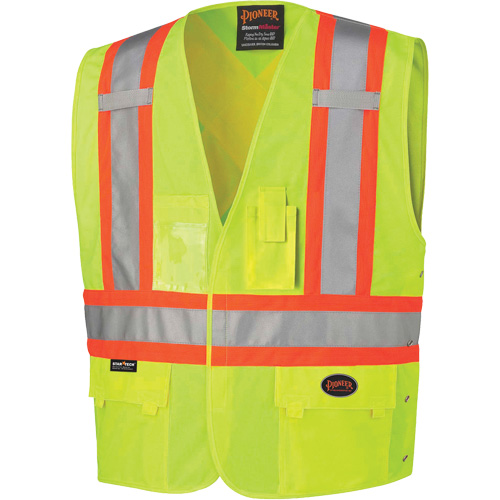 131 Veste de s&eacute;curit&eacute; avec c&ocirc;t&eacute;s r&eacute;glables, Jaune lime haute visibilit&eacute;, Grand/T-Grand, Polyester Seaboard Timber Mart