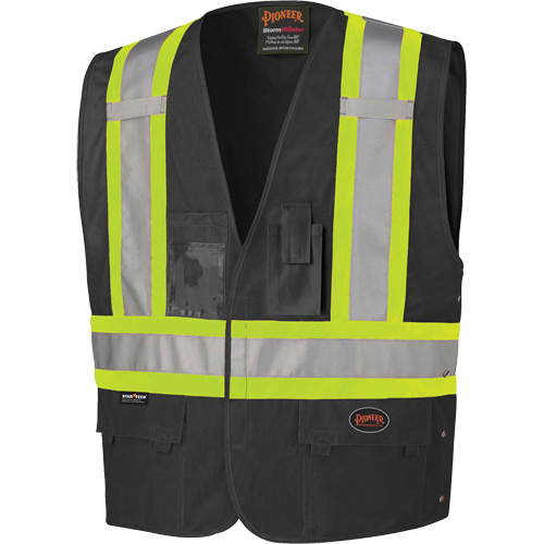 135 Veste de s&eacute;curit&eacute; avec c&ocirc;t&eacute;s r&eacute;glables, Noir, Grand/T-Grand, Polyester Seaboard Timber Mart