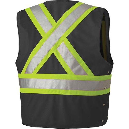 135 Safety Vest with Adjustable Sides, Black, Medium/Small, Polyester Seaboard Timber Mart