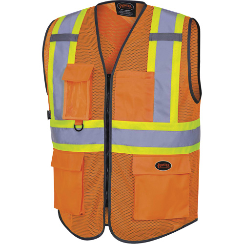 6960 Veste de s&eacute;curit&eacute; &agrave; maille en avant, Orange haute visibilit&eacute;, Moyen, Polyester Seaboard Timber Mart