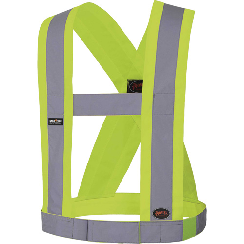 5492 4" Wide Adjustable Safety Sash, Meets/Exceeds CSA Z96 Class 2 - Level 2, High Visibility Lime-Yellow, Silver Reflective Colour, One Size Seaboard Timber Mart
