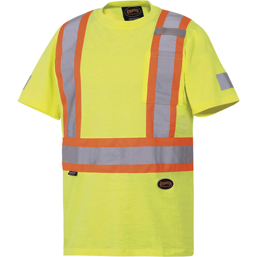 6980 Safety T-Shirt, Cotton, Small, High Visibility Lime-Yellow Seaboard Timber Mart