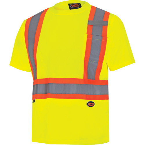 6991 Bird's-Eye Safety Shirt, Polyester, 3X-Large, High Visibility Lime-Yellow Seaboard Timber Mart