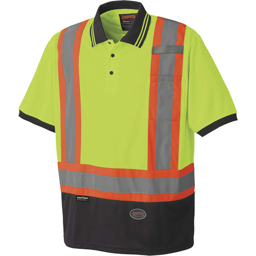 6987 Bird's-Eye Safety Polo Shirt, Polyester, X-Small, High Visibility Lime-Yellow Seaboard Timber Mart