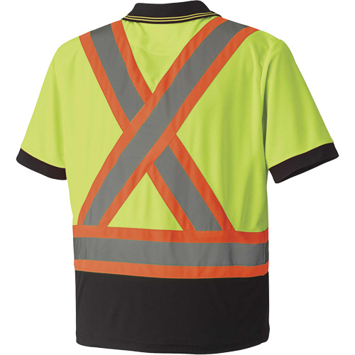 6987 Bird's-Eye Safety Polo Shirt, Polyester, X-Small, High Visibility Lime-Yellow Seaboard Timber Mart