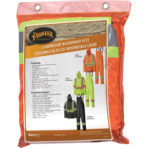 5598 Combinaison de pluie imperm&eacute;able et l&eacute;g&egrave;re, Polyester/PVC, Petit, Orange haute visibilit&eacute; Seaboard Timber Mart
