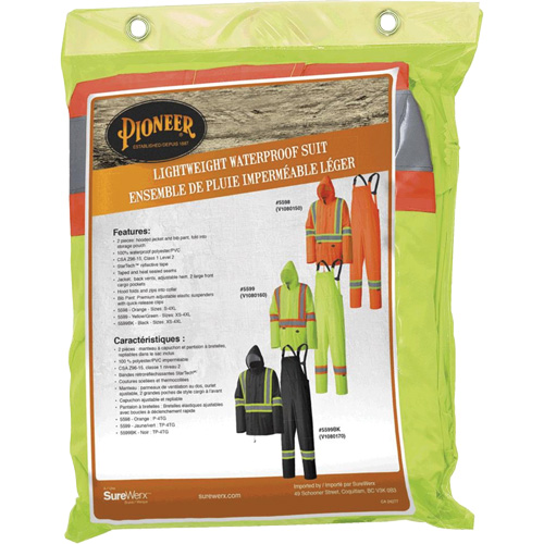 5599 Combinaison de pluie imperm&eacute;able et l&eacute;g&egrave;re, Polyester/PVC, T-petit, Jaune lime haute visibilit&eacute; Seaboard Timber Mart