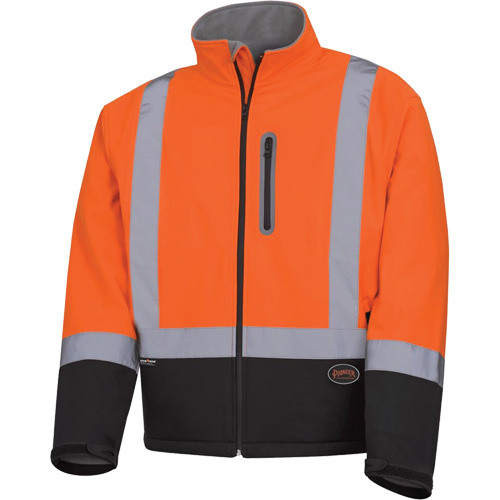 5679 Veste de s&eacute;curit&eacute; coquille souple &agrave; r&eacute;sistance m&eacute;canique, Noir/Orange haute visibilit&eacute;, Petit Seaboard Timber Mart