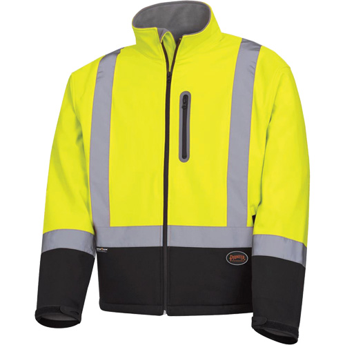 5689 Veste de s&eacute;curit&eacute; coquille souple &agrave; r&eacute;sistance m&eacute;canique, Noir/Jaune lime haute visibilit&eacute;, Petit Seaboard Timber Mart