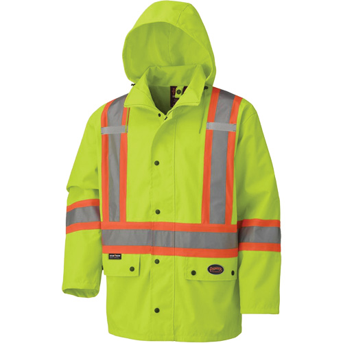 5585A Veste de s&eacute;curit&eacute; imperm&eacute;able avec capuchon amovible 450D, Polyester, Jaune lime haute visibilit&eacute;, T-petit Seaboard Timber Mart