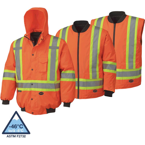 5022 Veste aviateur imperm&eacute;able 7 en 1, Polyester, Orange haute visibilit&eacute;, T-petit Seaboard Timber Mart