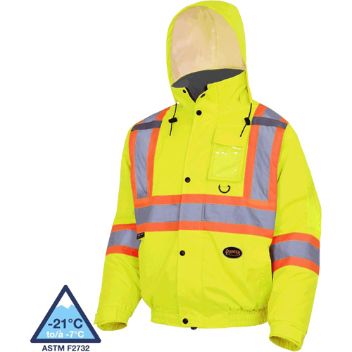 5033 Veste aviateur de s&eacute;curit&eacute; imperm&eacute;able et matelass&eacute;e pour l'hiver, Polyester, Jaune lime haute visibilit&eacute;, Petit Seaboard Timber Mart