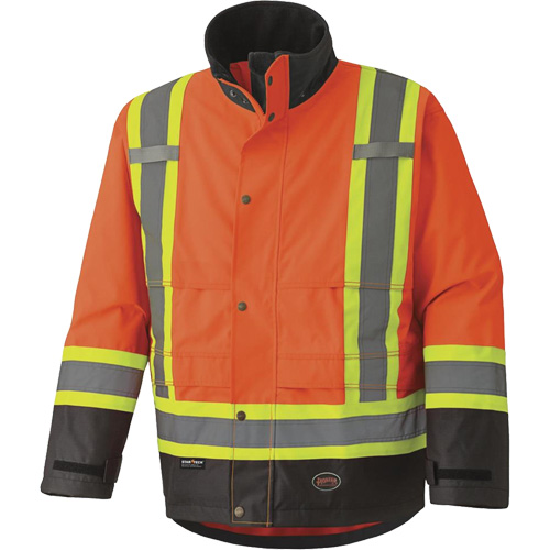 5400 300D Trilobal Ripstop Waterproof Safety Jacket, Polyester, Black/High Visibility Orange, 2X-Large Seaboard Timber Mart