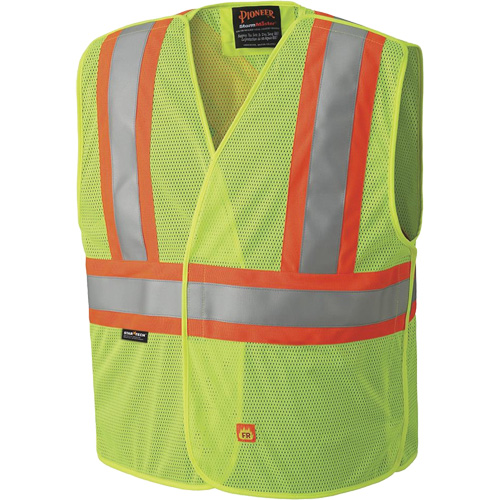 6916A Flame Resistant Safety Vest, High Visibility Lime-Yellow, Medium/Small, Polyester Seaboard Timber Mart