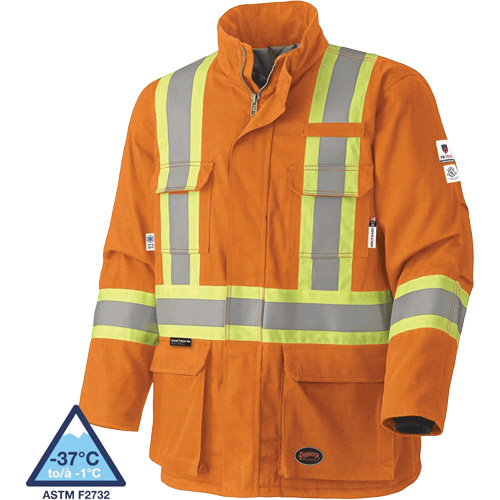 5533 Flame-Resistant Safety Parka, Small, High Visibility Orange, 58 cal/cm² Seaboard Timber Mart