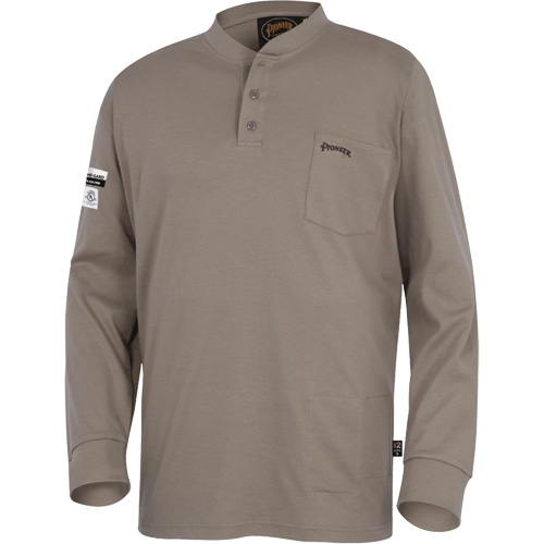 331 Chandail Henley en tricot interlock ignifuge, Petit, Beige Seaboard Timber Mart