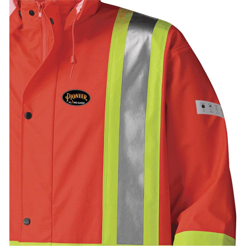 5896 Flame Resistant Waterproof Long Coat, Small, High Visibility Orange Seaboard Timber Mart