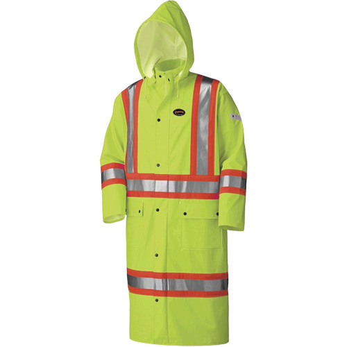 5897 Flame Resistant Waterproof Long Coat, Large, High Visibility Lime-Yellow Seaboard Timber Mart