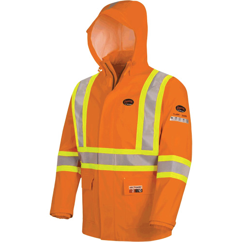 5880 FR/Arc-Rated Waterproof Rain Jacket, X-Small, High Visibility Orange, 10 cal/cm² Seaboard Timber Mart