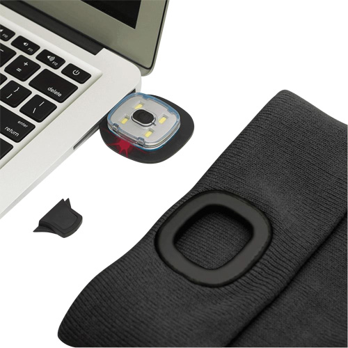 5678 Tuque en tricot avec lampe frontale &agrave; DEL, Doublure en Molleton, Taille unique, Noir Seaboard Timber Mart