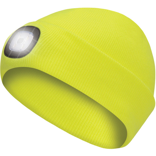5676 Tuque en tricot avec lampe frontale &agrave; DEL, Doublure en Molleton, Taille unique, Jaune haute visibilit&eacute; Seaboard Timber Mart