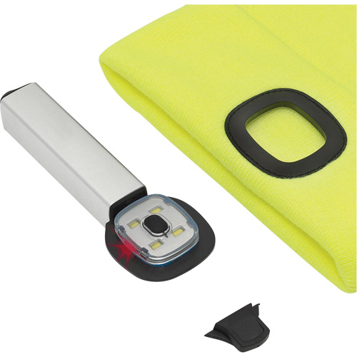 5676 Tuque en tricot avec lampe frontale &agrave; DEL, Doublure en Molleton, Taille unique, Jaune haute visibilit&eacute; Seaboard Timber Mart