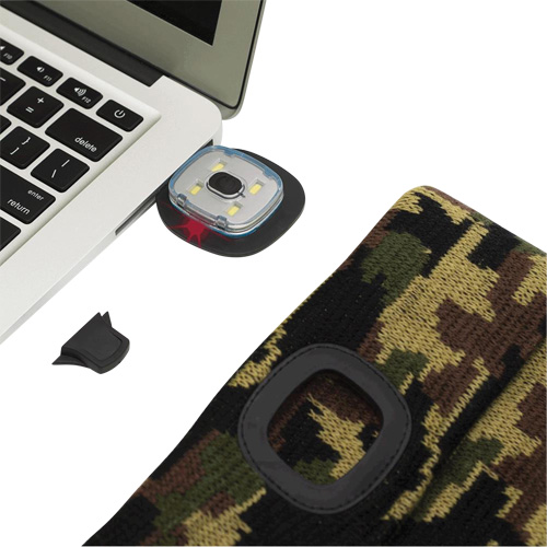 5677 Tuque en tricot avec lampe frontale &agrave; DEL, Doublure en Molleton, Taille unique, Camo Seaboard Timber Mart