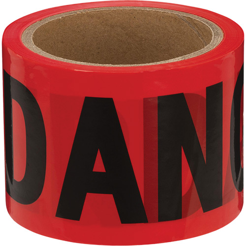 388 Danger Tape, Bilingual, 3" W x 200' L, 1.5 mils, Black on Red Seaboard Timber Mart
