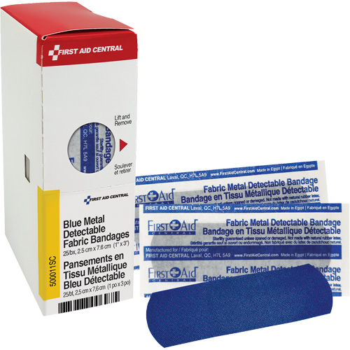 Fabric Blue Detectable Bandages, Rectangular/Square, 1", Fabric Metal Detectable, Sterile Seaboard Timber Mart
