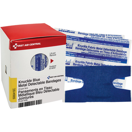 Knuckle Blue Detectable Bandages, Knuckle, Fabric Metal Detectable, Sterile Seaboard Timber Mart