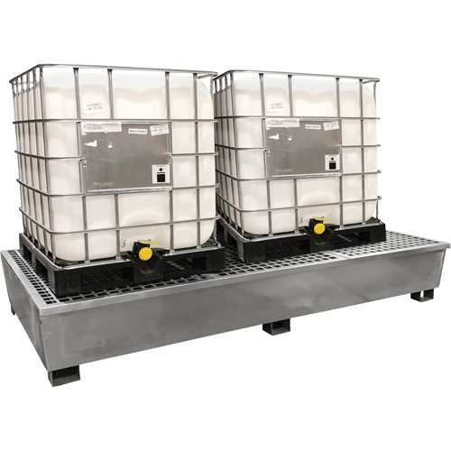 Steel Ultra-Twin IBC Spill Pallet&reg;, 370 US gal. Spill Capacity, 103.8" x 26.8" x 51.1" Seaboard Timber Mart