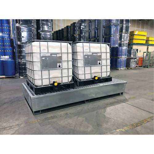 Steel Ultra-Twin IBC Spill Pallet&reg;, 370 US gal. Spill Capacity, 103.8" x 26.8" x 51.1" Seaboard Timber Mart