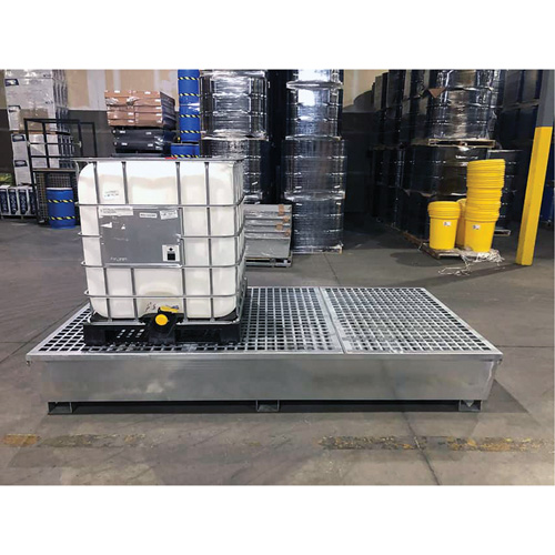 Steel Ultra-Twin IBC Spill Pallet&reg;, 370 US gal. Spill Capacity, 103.8" x 26.8" x 51.1" Seaboard Timber Mart