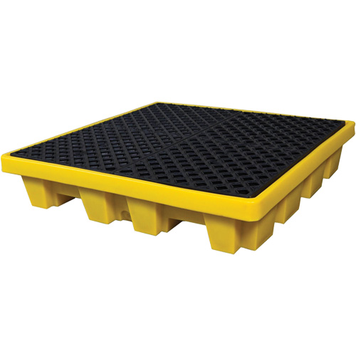 4-Drum Nestable Ultra-Spill Pallet&reg;, 66 US gal. Spill Capacity, 51" x 51" x 10" Seaboard Timber Mart