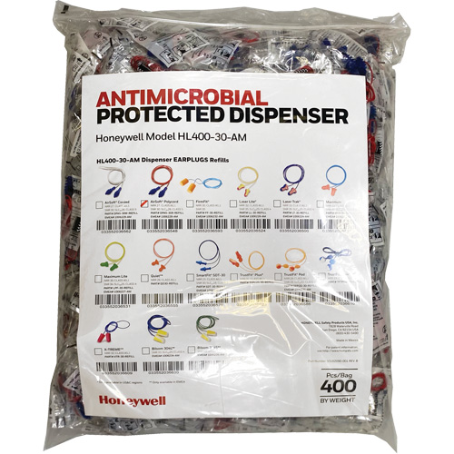 Recharge de bouchons doreille AS-30R pour le distributeur HL400, Vrac - Sac en poly, Avec cordon Seaboard Timber Mart