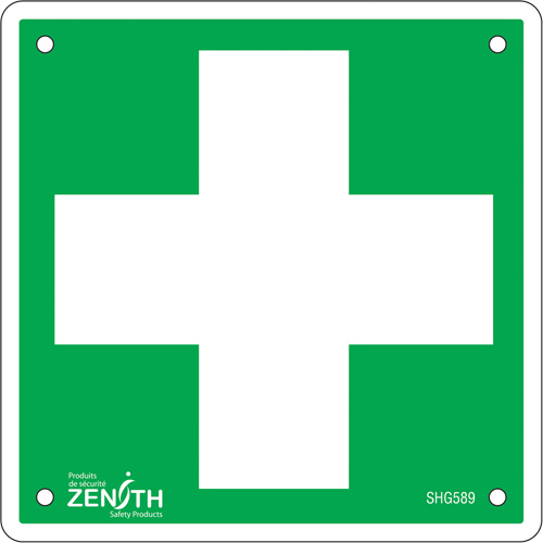 Enseigne premiers soins, 6" x 6", Aluminium, Pictogramme Seaboard Timber Mart